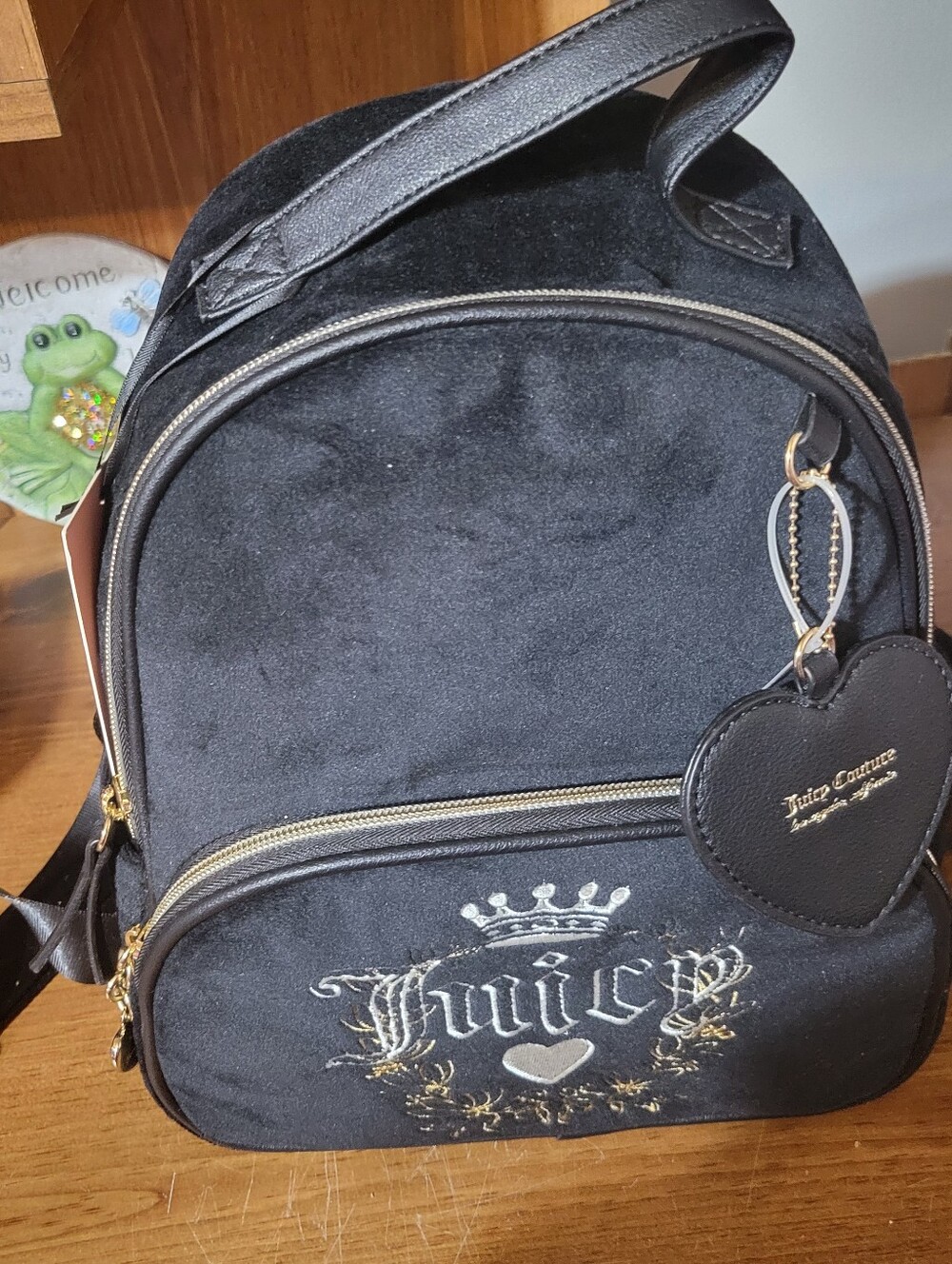 Juicy Couture Liquorice Velour Heritage Mini Backpack